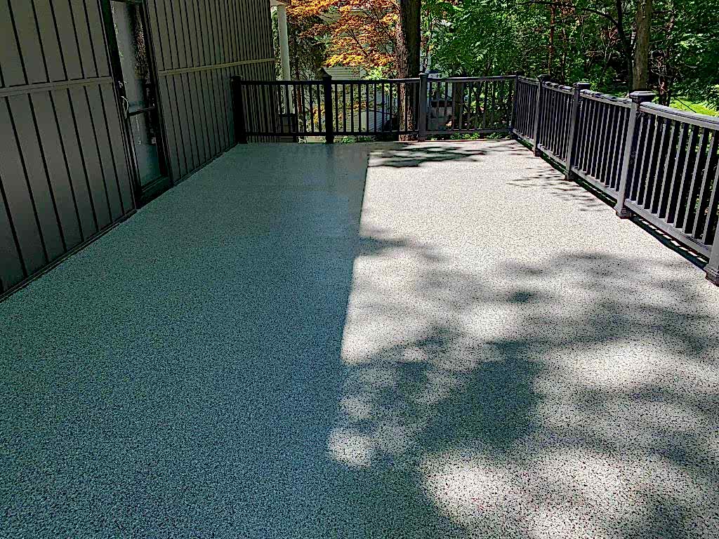 patio with full flake polyaspartic coating