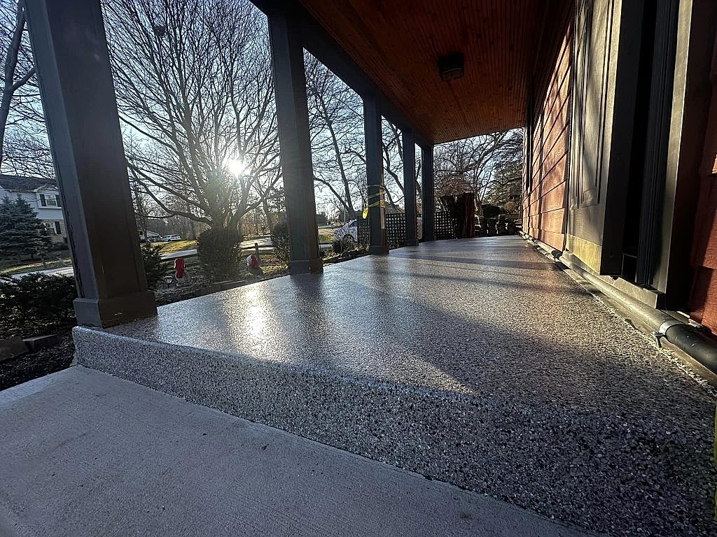 porch with polyasphartic coating applied on IL home